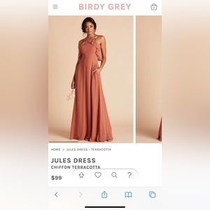 BIRDY GREY - JULES DRESS, Terracotta, LARGE. LIKE NEW. WORN ONCE!